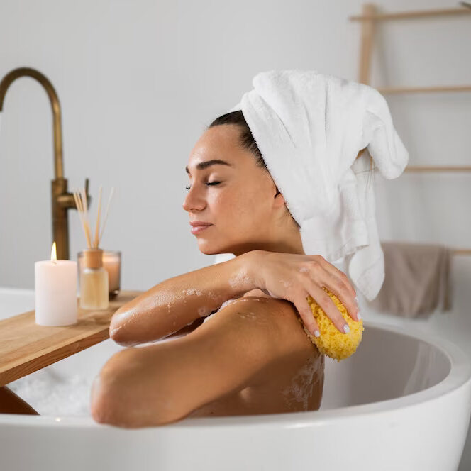 young-woman-preparing-her-bath-time_23-2149186347